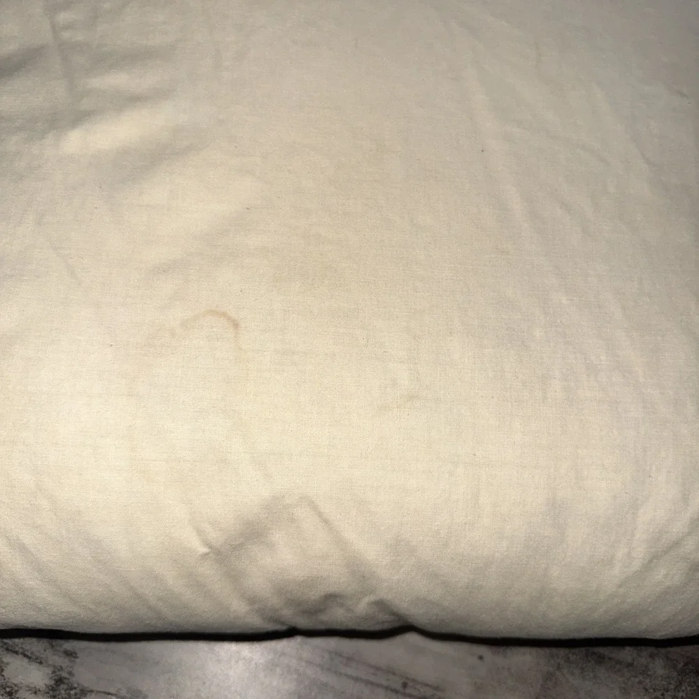 Vintage Off White Down Feather Pillow 25X18 Inch Good Fill Level Stain Areas